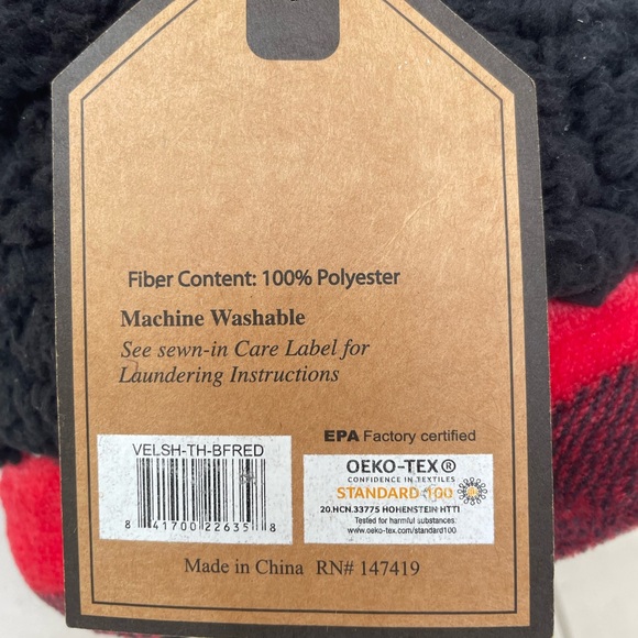 Sherpa/Fleece Throw Blanket, black red plaid - Picture 3 of 5